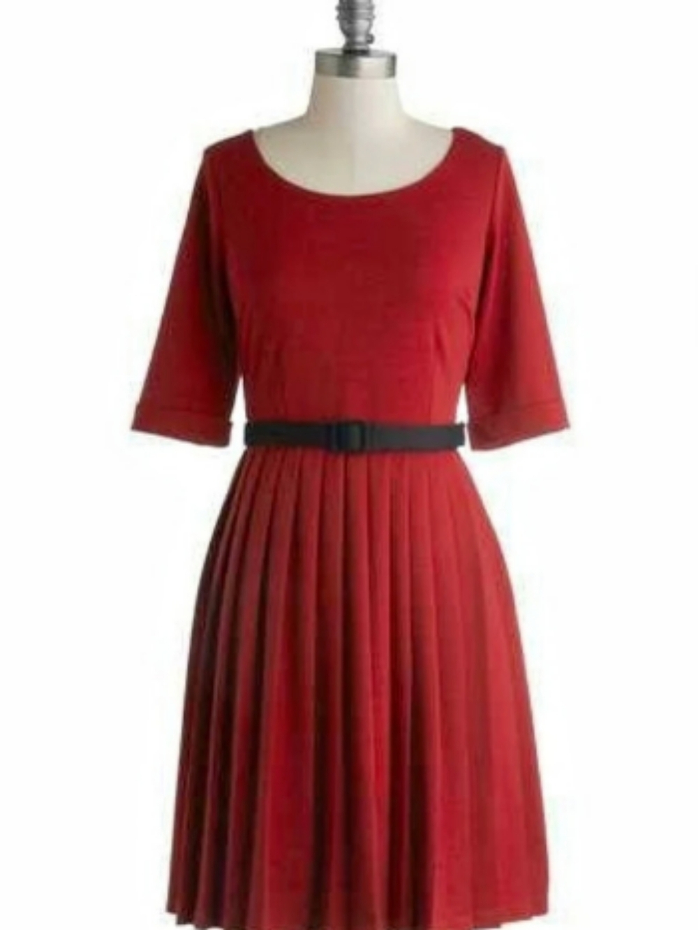 Modcloth Red Pleated Midi Dress Size L